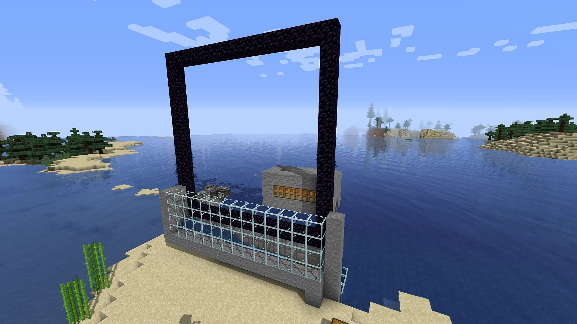 A gold farm that utilizes igniting Nether portals (Image via Mojang)